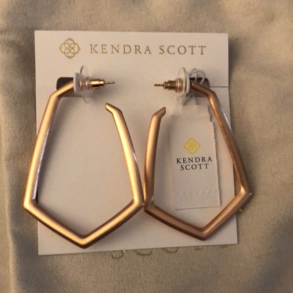 Kendra Scott Lonnie 14k Rose Gold Plated Elongated Hoop Earrings NWT & Dust Bag - Picture 11 of 11